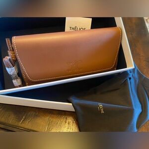 CELINE Sunglass Wristlet Case Cognac Brown